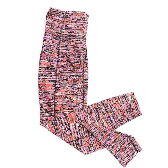 Lululemon Fast and Free Tight II 25" Nulux in Flash Pleat Orange Multi [1703] - Picture 2 of 9
